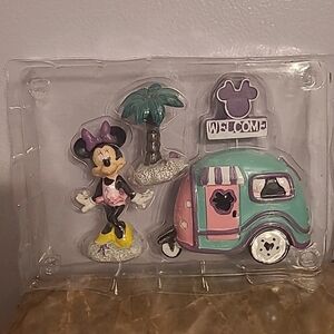 Disney Minnie Mouse Miniature Statuaries Kit- Minnie, Camper and Palm Tree- New!
